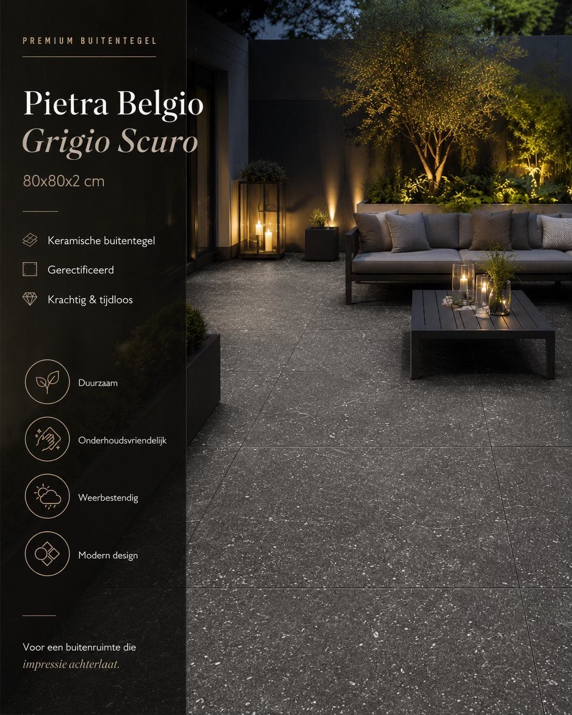 Pietra Belgio Grigio Scuro, Ophalen of Verzenden, Nieuw, Keramiek, Terrastegels