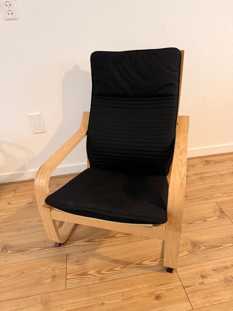 IKEA POÄNG Fauteuil - Eikenfineer/Zwart, Ophalen, Zo goed als nieuw, Zwart, Eén