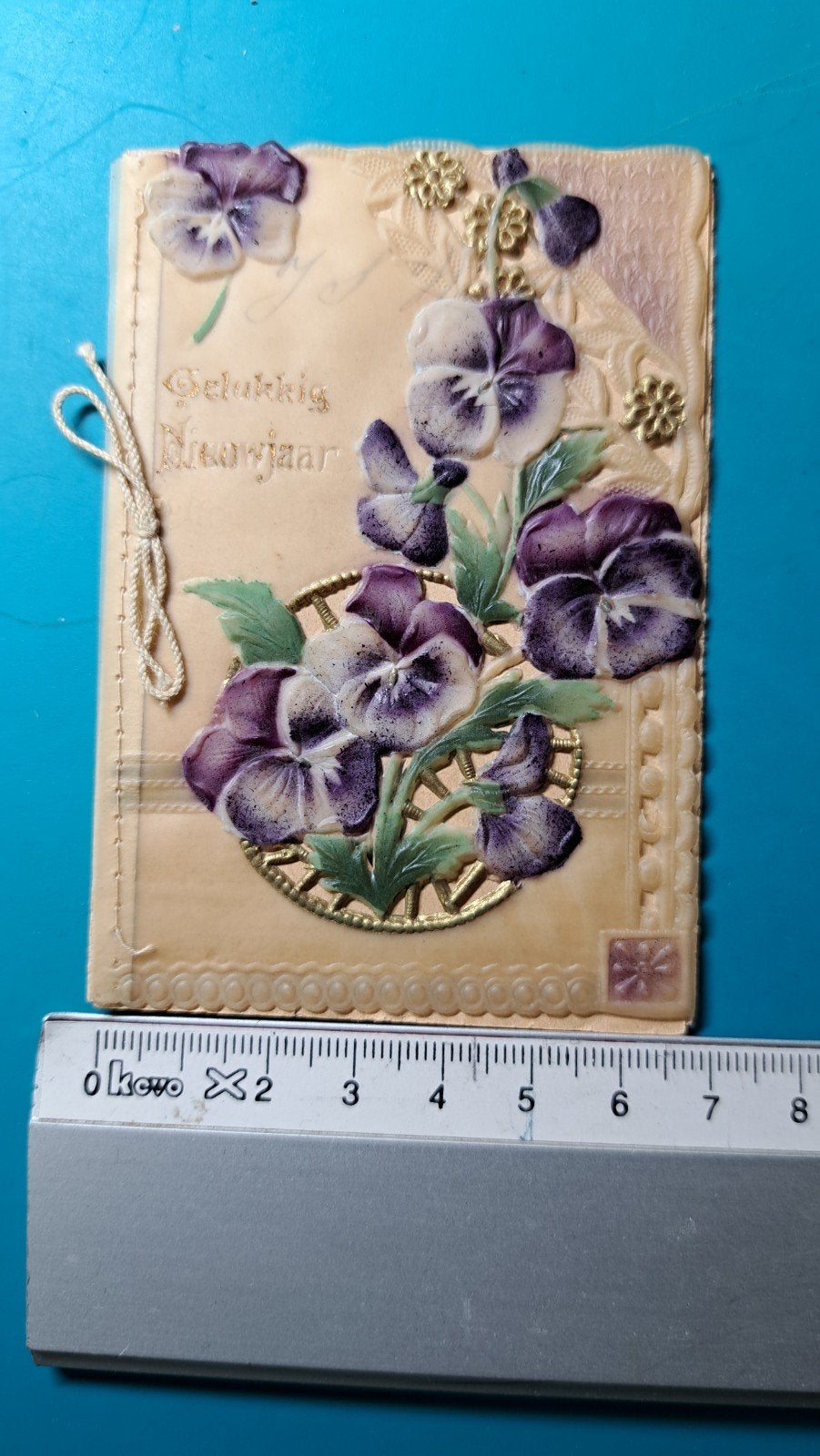 gelukkig Nieuwjaar,  boekje met gedicht , celluloid kaft, Verzenden, Voor 1920