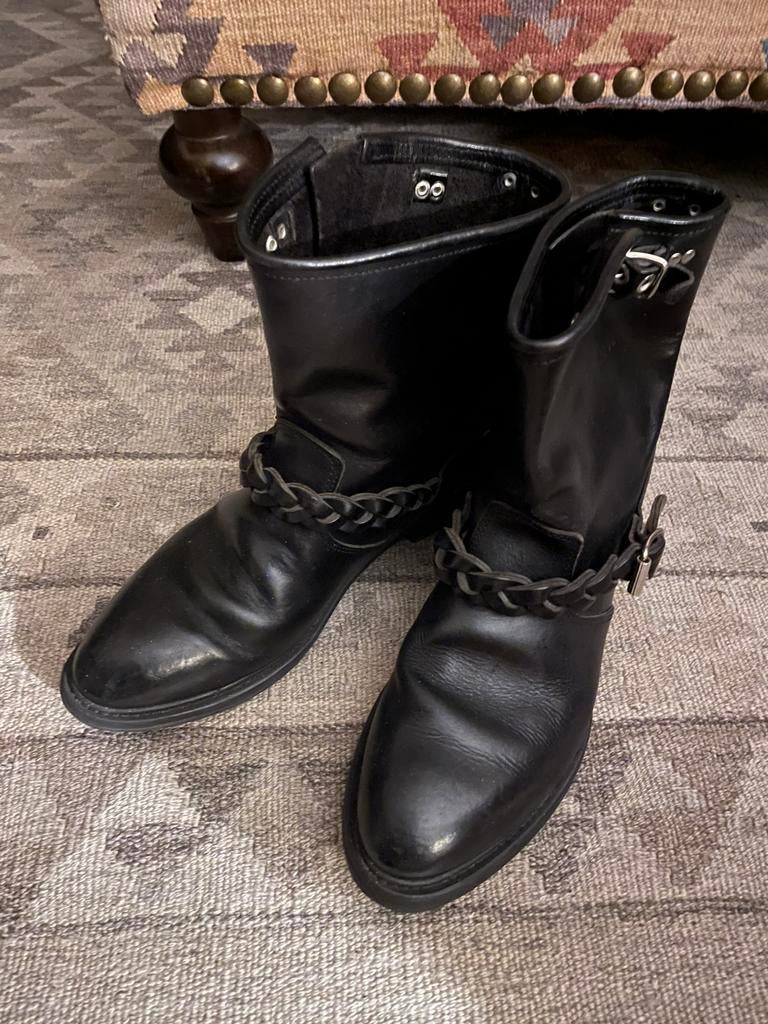 Bikerboots, Golden Goose, maat 40, leer, zwart, Kleding | Dames, Schoenen, Verzenden, Gedragen, Lage of Enkellaarzen