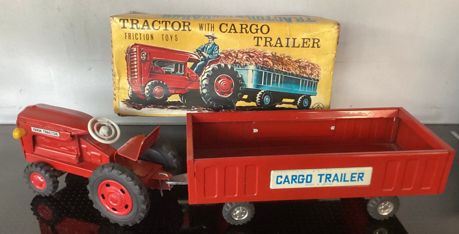 Zeldzame blikken 1960 Tractor & Cargo Trailer,Japan,OVP NRFB, Ophalen