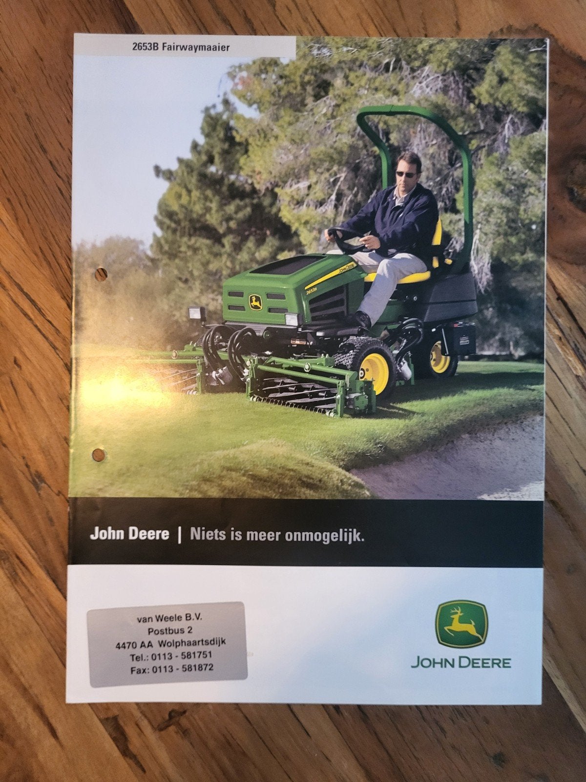 tractor folder John Deere 2653B Fairwaymaaier, Boeken, Catalogussen en Folders, Ophalen of Verzenden, Zo goed als nieuw