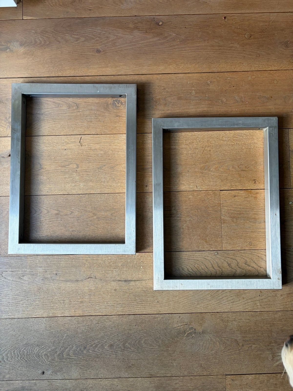 Set van 2 RVS metalen plankdragers, Ophalen, Tafelpoot, Minder dan 50 cm, Gebruikt
