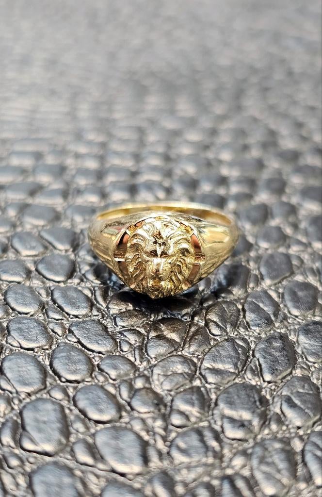Mooie leeuw 14k gouden ring, Nieuw, Ophalen of Verzenden, Dame, Goud