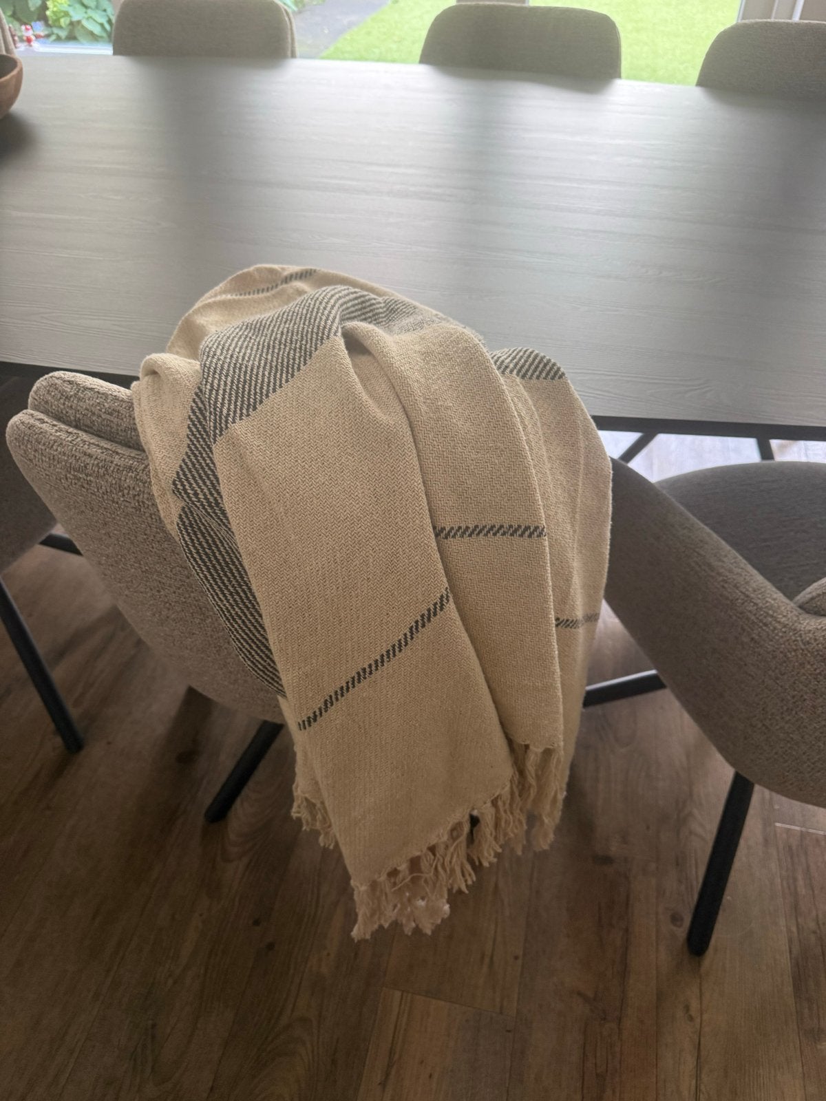 Nieuw Gusta Plaid Deken Crème Donkerblauw, Ophalen of Verzenden, Nieuw, Beige, Overige merken