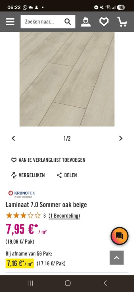 1 pak laminaat vloer., Ophalen of Verzenden, Nieuw, Beige, Laminaat
