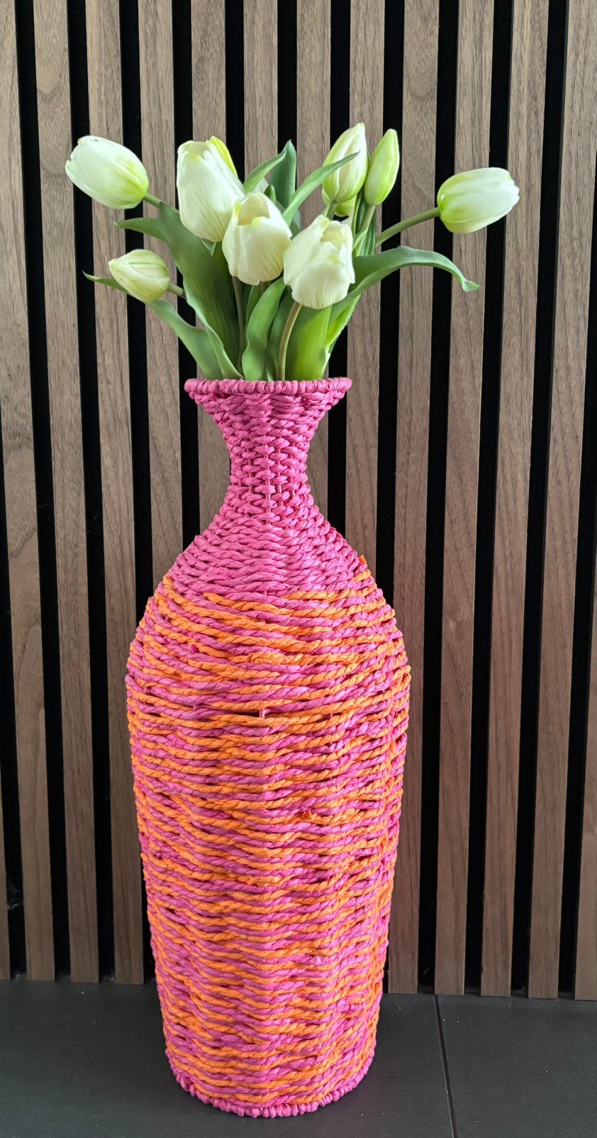 Vaas inclusief real touch tulpen | Vaas 53 cm hoog, Huis en Inrichting, Woonaccessoires | Vazen, Overige materialen, Inclusief droogbloemen