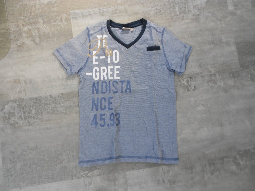 Leuk blauw/wit shirtje van WE, Maat 122/128., Kinderen en Baby's, Kinderkleding | Maat 122, WE, Verzenden, Zo goed als nieuw, Shirt of Longsleeve