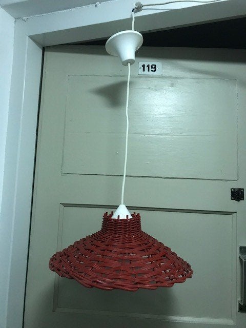 Retro Hanglamp jaren 60/70, Ophalen of Verzenden, Gebruikt, Natuurlijk materiaal, Vintage / retro / space age