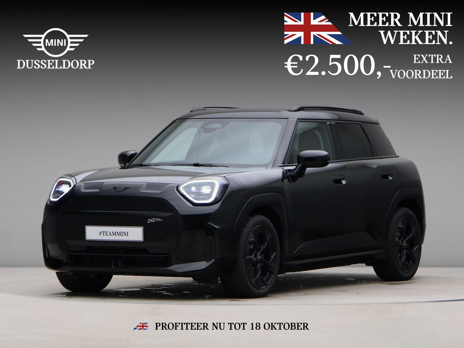 MINI Aceman E John Cooper Works Pakket M PRIVATE LEASE EUR 5, Auto's, Zwart, 4 stoelen, Zwart, Nieuw