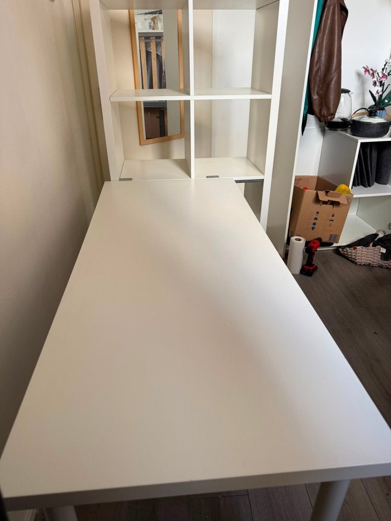 Wit bureau met ruime vakkenkast – ideaal voor studentenkamer, Ophalen, Gebruikt, IKEA, Bureau-kast combinatie