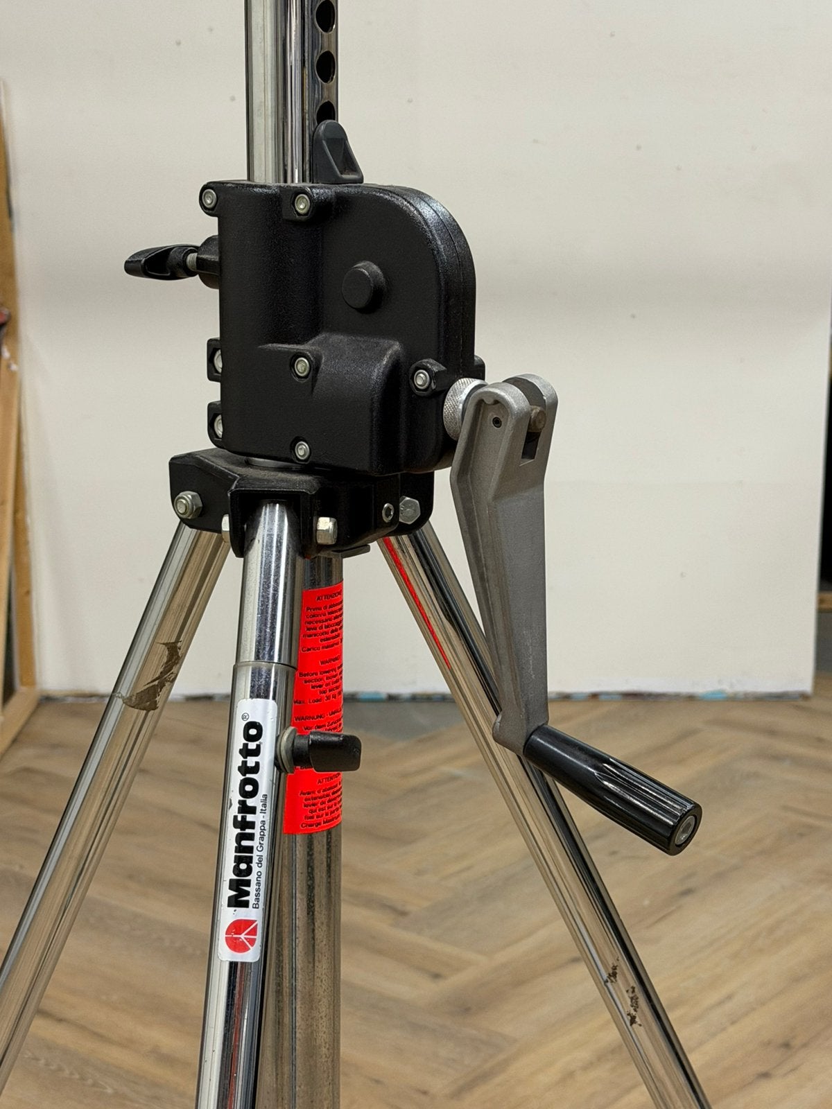 3xManfrotto windup statief 3.90 mtr, Ophalen, Gebruikt, Driepoot, 175 cm of meer