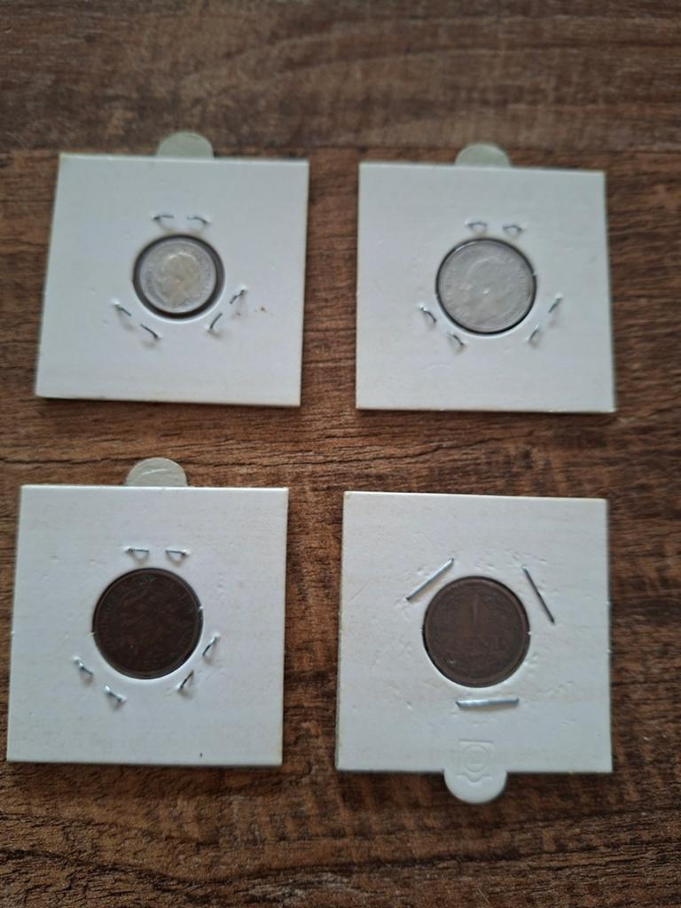4 munten  wilhelmina, Postzegels en Munten, Munten | Nederland, Ophalen of Verzenden, Koningin Wilhelmina, 25 cent