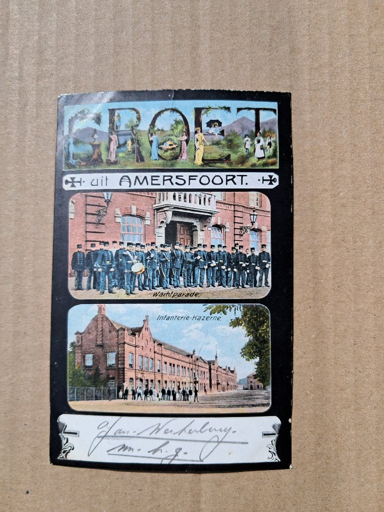 Amersfoort - Groet uit (1905, Tweeluik Kazerne, Infanterie), Verzenden, Voor 1920, Utrecht