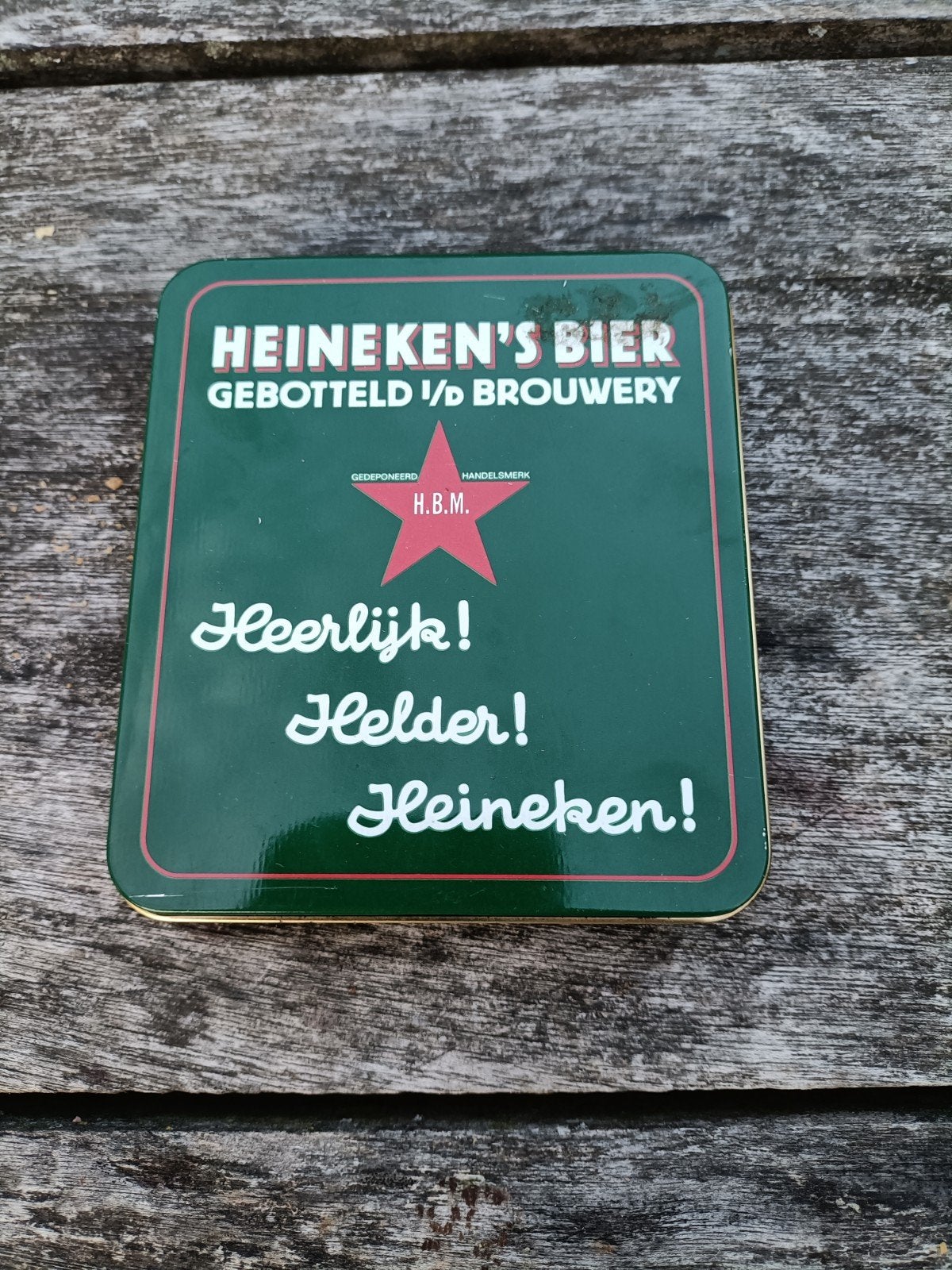 Vintage Heineken blik met 8 viltjes., Verzamelen, Ophalen of Verzenden, Gebruikt, Overige