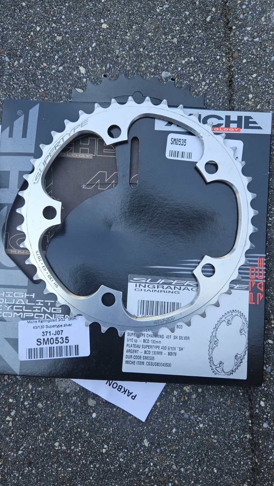 Miche Supertype Kettingblad 43T Zilver, Fietsen en Brommers, Fietsonderdelen, Miche, Nieuw, Ophalen of Verzenden, Derailleur of Ketting