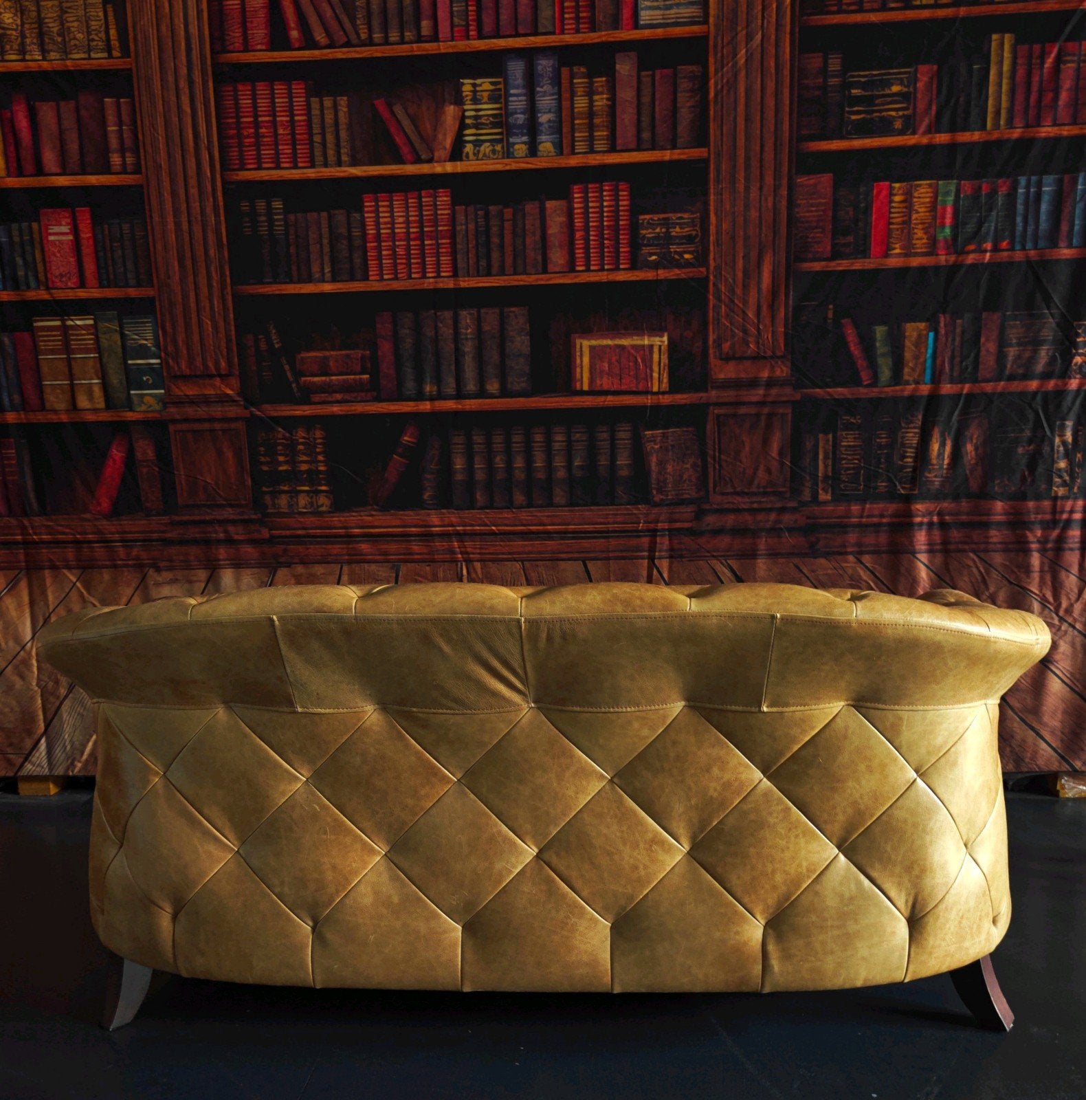 Italian Leather Chesterfield Bank 2,5 Zits Cognac, Gebruikt, 150 tot 200 cm, Driepersoons, 75 tot 100 cm
