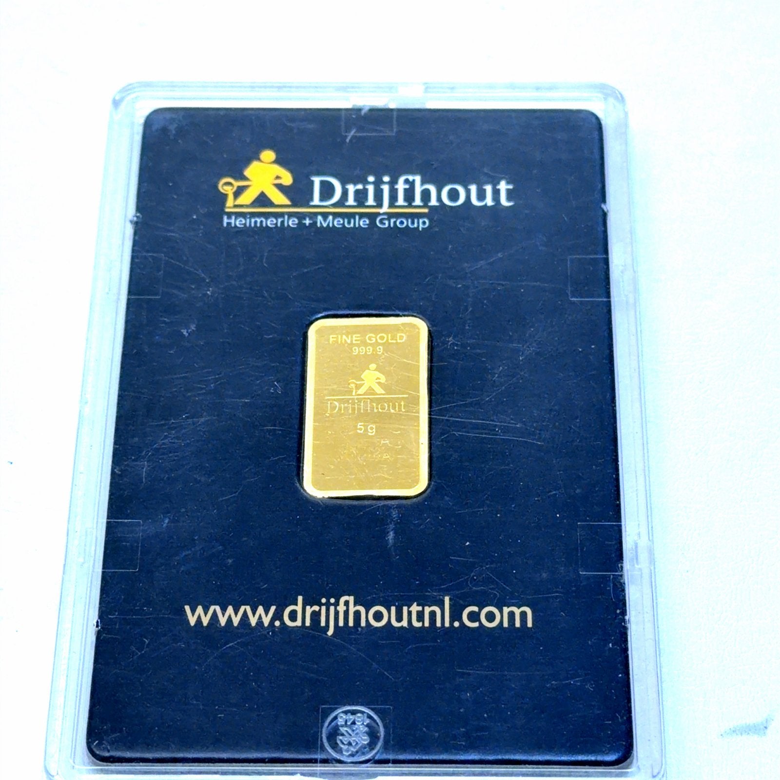 Drijfhout 5g Goudbaar 999.9 Fijn Goud Heimerle + Meule, Ophalen of Verzenden, Goud
