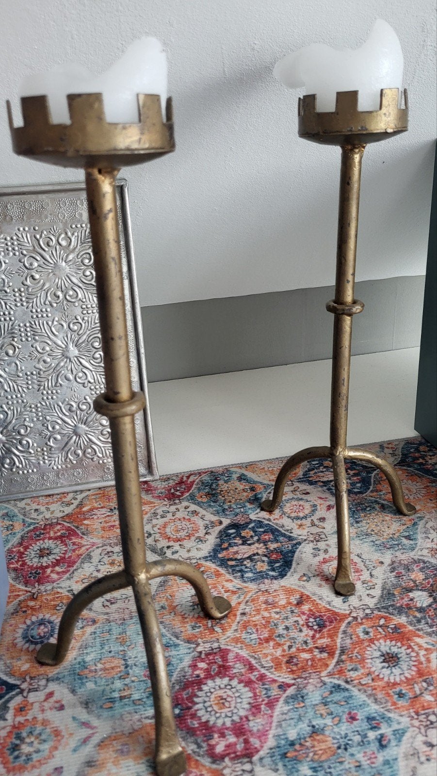 Set van 2 Vintage Gouden Kandelaars, Ophalen, Overige materialen