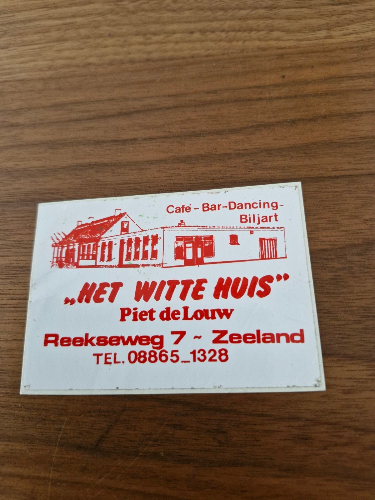 9922 sticker "Het Witte Huis" Café Bar Dancing Biljart, Ophalen of Verzenden, Gebruikt, Bedrijf of Vereniging