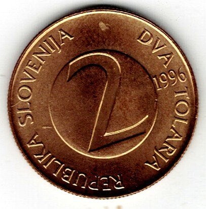 26-1847 Slovenie 2 tolar 1996, Ophalen of Verzenden, Overige landen, Losse munt