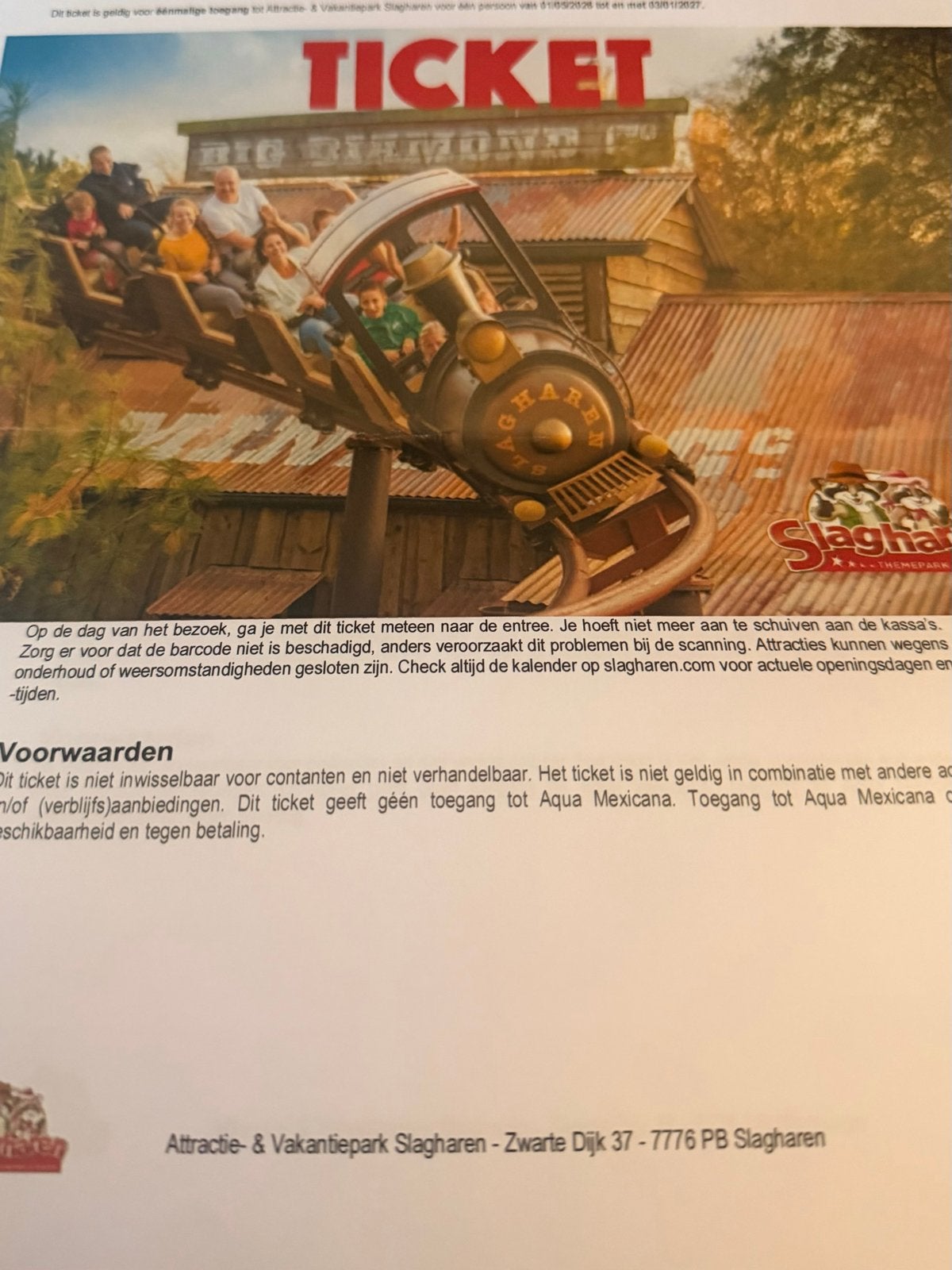 7 tickets Slagharen pretpark