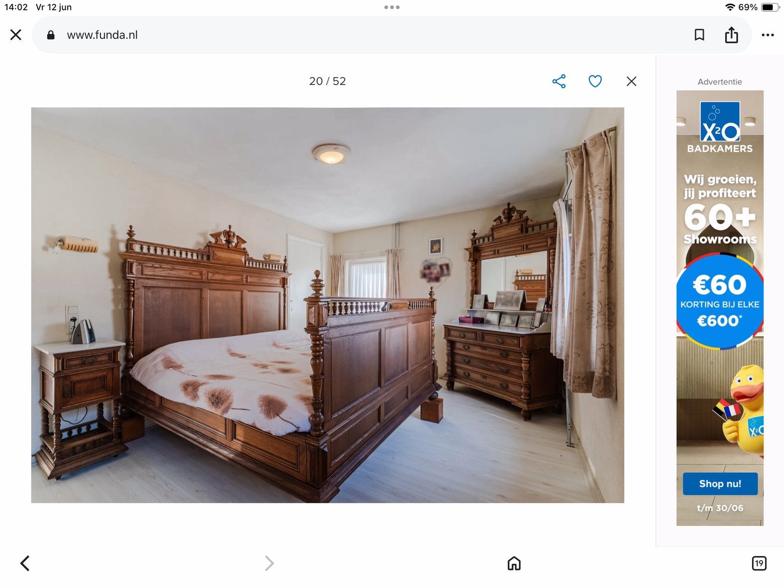 Moderne antieke slaapkamer, Ophalen, Zo goed als nieuw, Tweepersoons