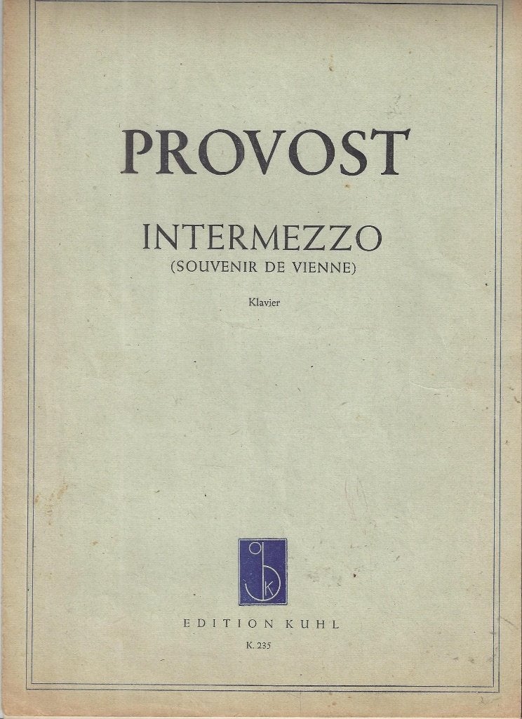 Bo1370 bladmuziek provost intermezzo souvenir de vienne, Gebruikt, Ophalen of Verzenden, Artiest of Componist, Piano