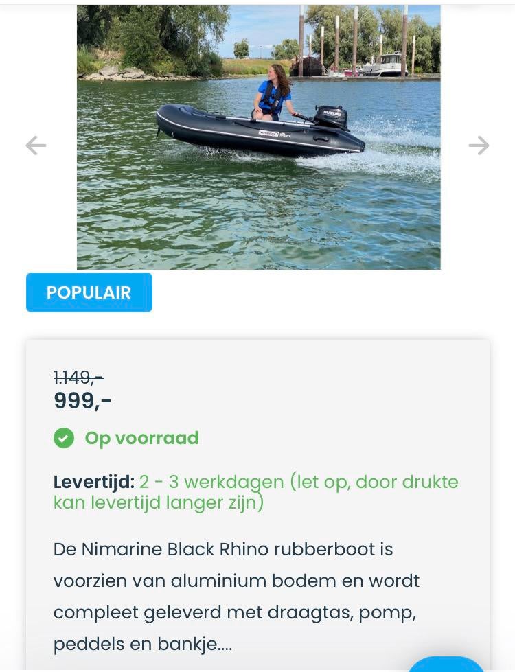 Gereserveerd! Black rhino boot + Suzuki 4pk motor kortstaart, Ophalen, Zo goed als nieuw