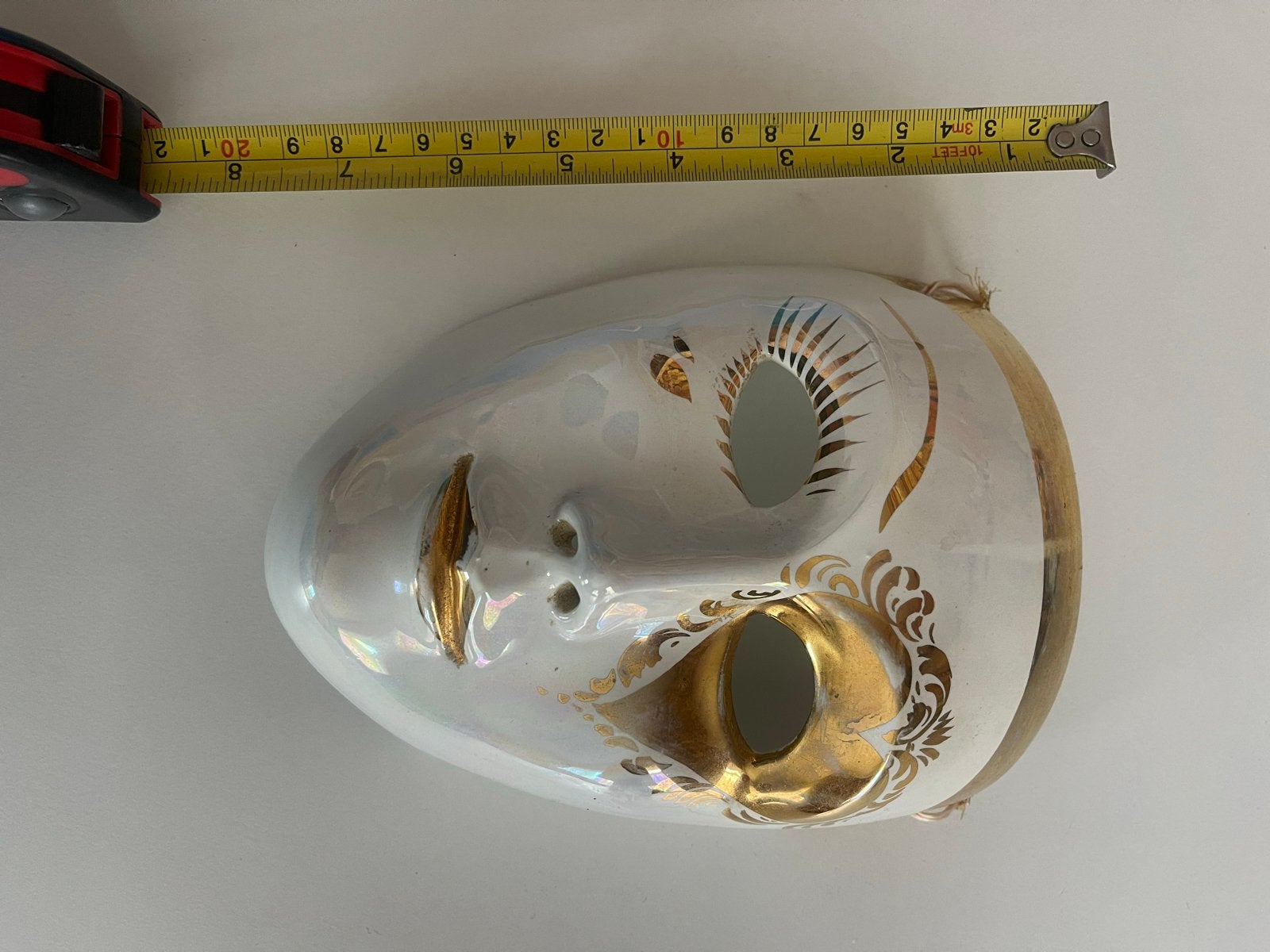 Decoratief Venetiaans Masker - Wit met Goudaccenten, Ophalen of Verzenden