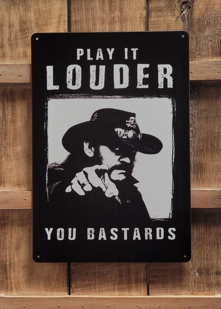 Lemmy Motorhead play it louder reclamebord van metaal deco, Info@deconoord.nl, Deco Noord, Nieuw, Ophalen of Verzenden