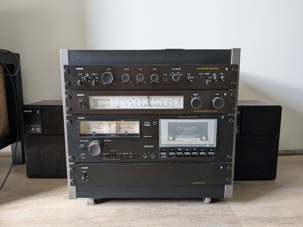 Philips Black Tulip stereo met MFB boxen, Audio, Tv en Foto, Ophalen, Gebruikt, Tuner of Radio, Philips