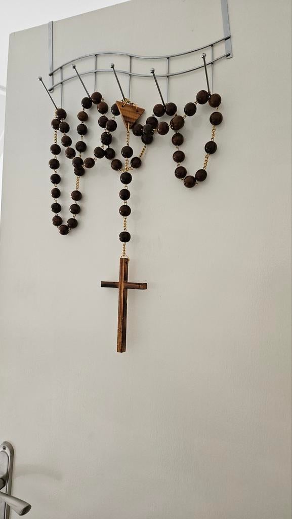 Houten Rozenkrans - 125cm, Antiek en Kunst, Antiek | Religie, Ophalen of Verzenden