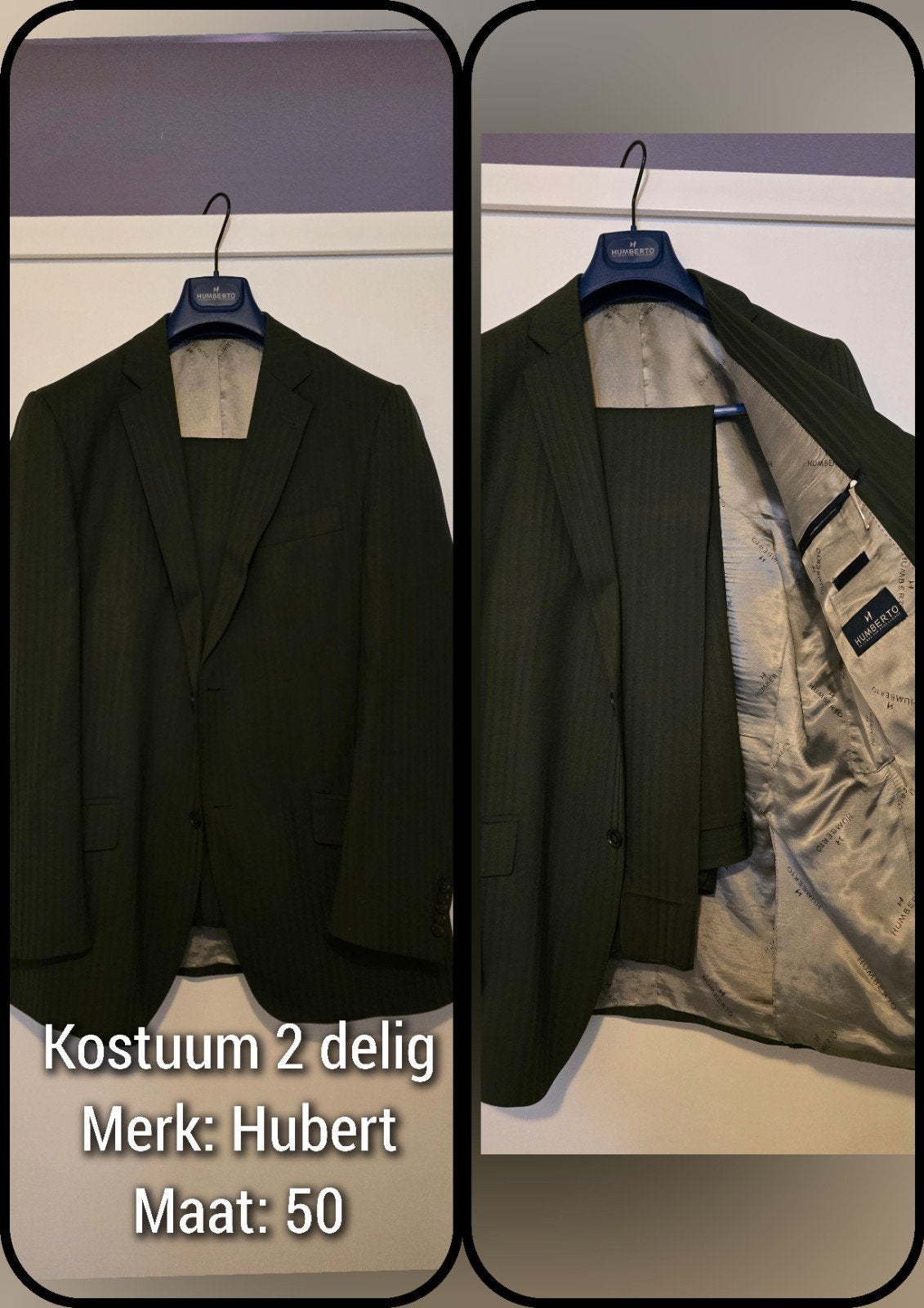 Humberto 2-delig kostuum - Maat 50, Kleding | Heren, Zo goed als nieuw, Humberto, Groen, Verzenden