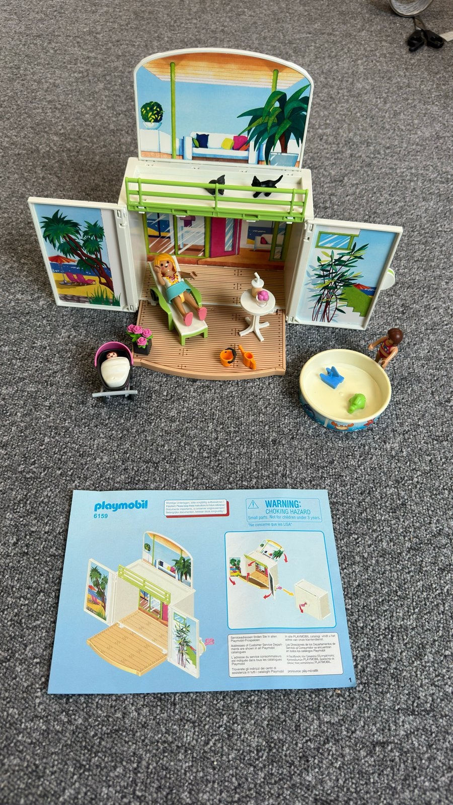 Playmobil 6159 Zomerhuisje met sleutel en figuren, Gebruikt, Complete set, Overige typen, Ophalen of Verzenden