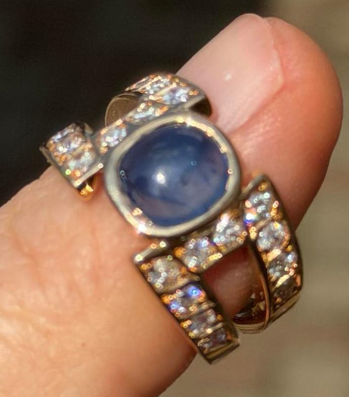 Exclusieve 18K gouden ring saffier 2.5ct en diamanten 1.0ct!, 18 tot 19, Ophalen of Verzenden, Met edelsteen, Dame