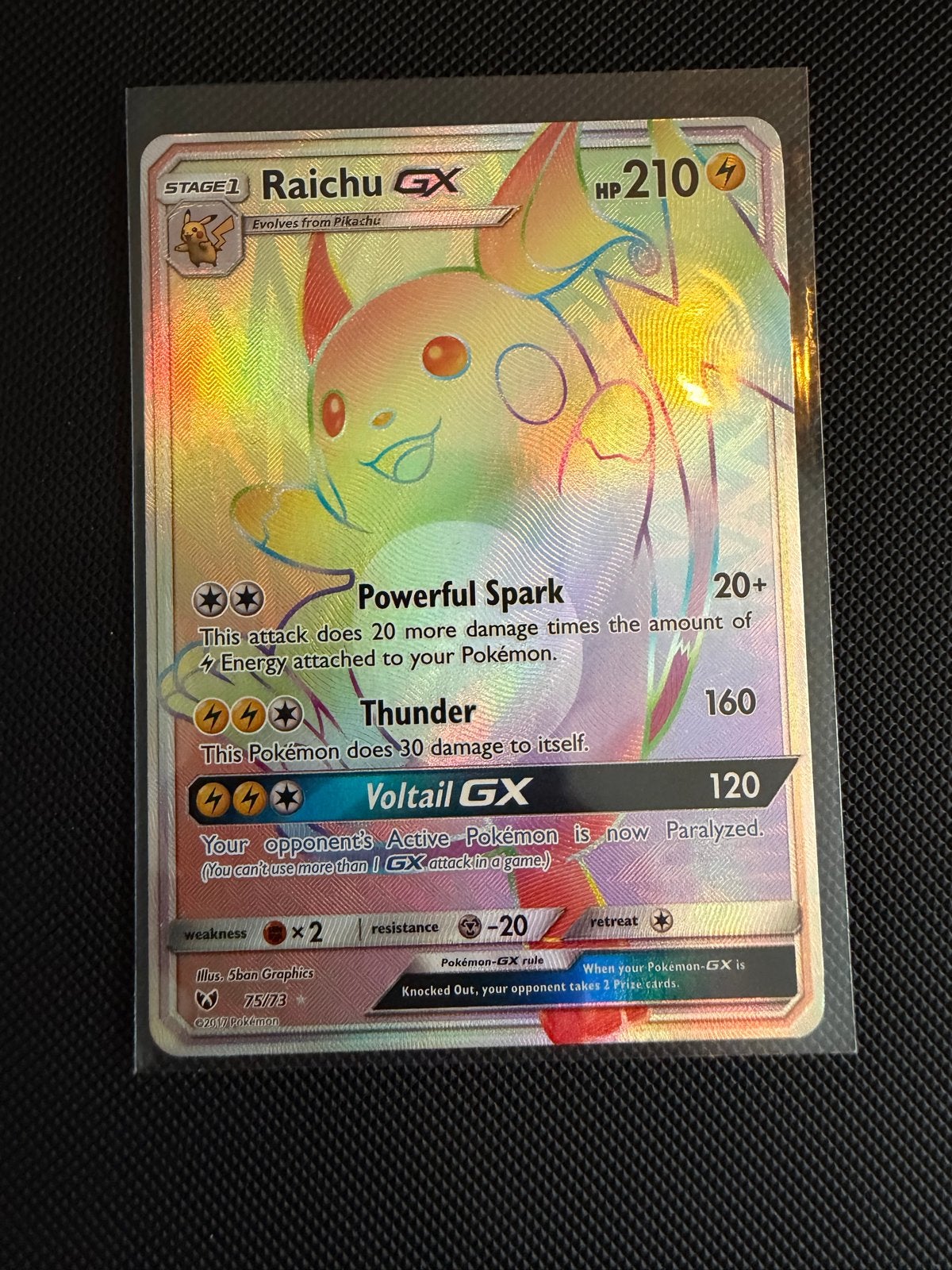 Raichu GX Rainbow Rare Pokémon Kaart (75/73), Hobby en Vrije tijd, Verzamelkaartspellen | Pokémon, Ophalen of Verzenden, Zo goed als nieuw