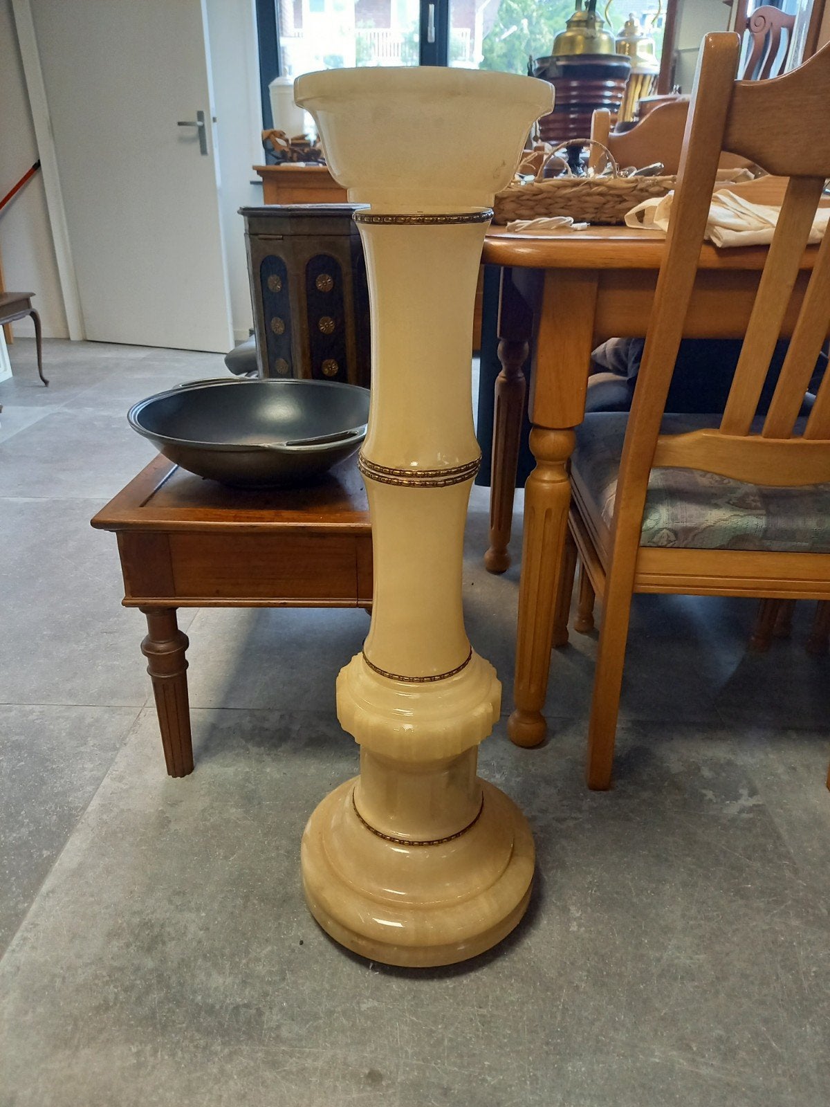 Vintage zuil zacht albast marmer onyx, Ophalen