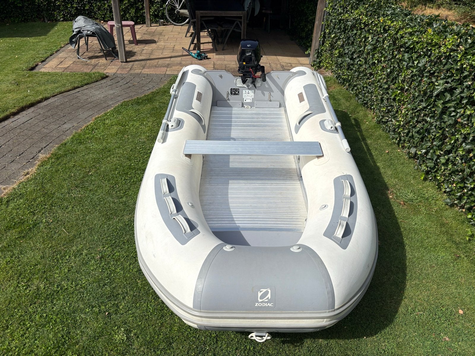 Zodiac 350 Alu met 5 pk Tohatsu buitenboordmotor, Ophalen, Aluminium, Zodiac, Gebruikt