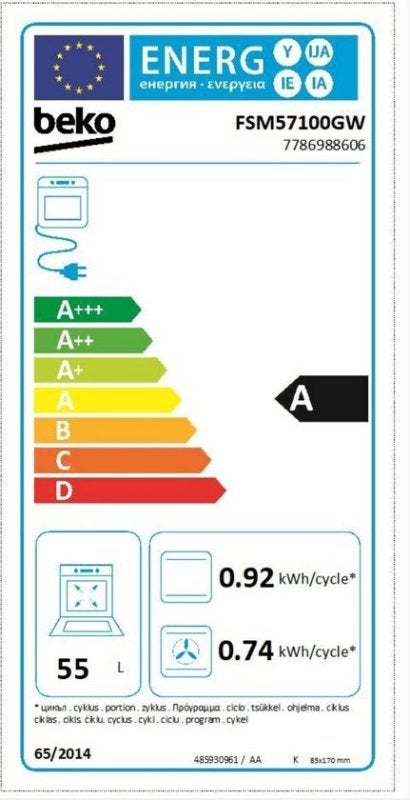 Beko keramisch fornuis FSM57100GW - 50 cm, Witgoed en Apparatuur, Fornuizen, Nieuwe Hemweg 6-7 1013 BG Amsterdam, Beko Nederland B.V.