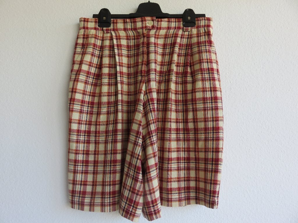 Hucke geruite korte broek short beige met rood maat 42, Kort, Beige, Maat 42/44 (L), Ophalen of Verzenden
