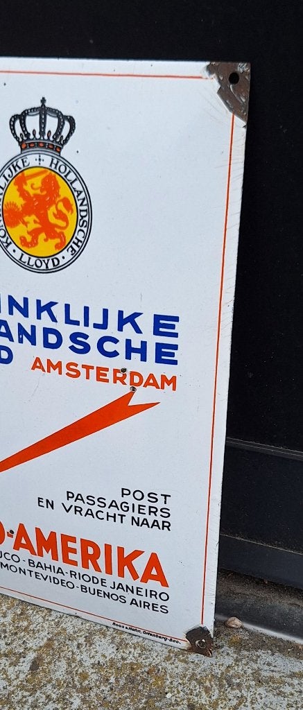 Emaille reclamebord van de Koninklijke Hollandsche Lloyd., Verzamelen, Reclamebord, Gebruikt, ., Ophalen of Verzenden