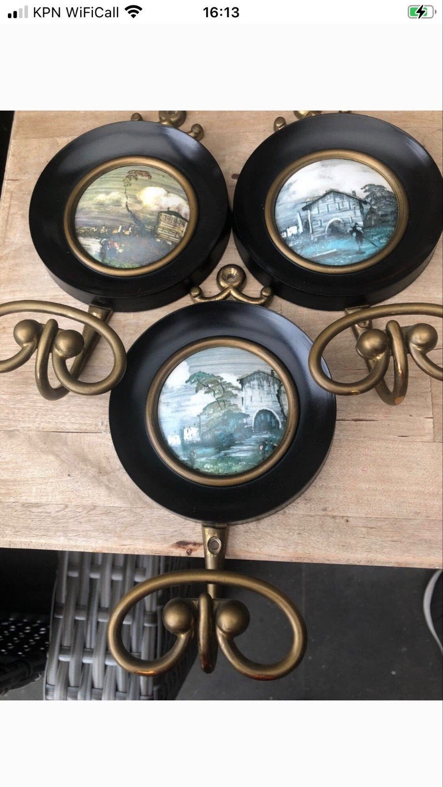 Vintage Italiaanse wanddecoratie met miniatuur schilderijen, Ophalen