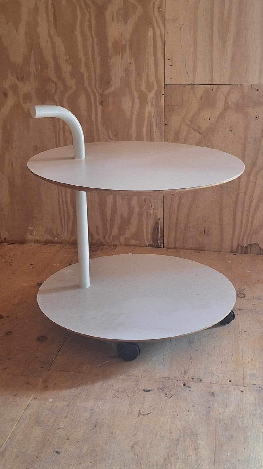 Bijzettafel op wieltjes - Goede staat, Ophalen, Gebruikt, Rond, Hout