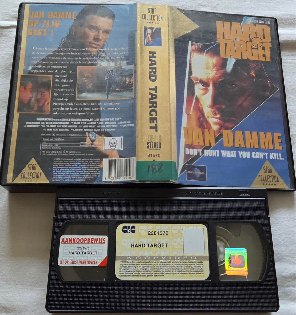 Van Damme Hard Target VHS Actie/Martial-Arts, Cd's en Dvd's, VHS | Film, Vanaf 16 jaar, Ophalen of Verzenden, Zo goed als nieuw