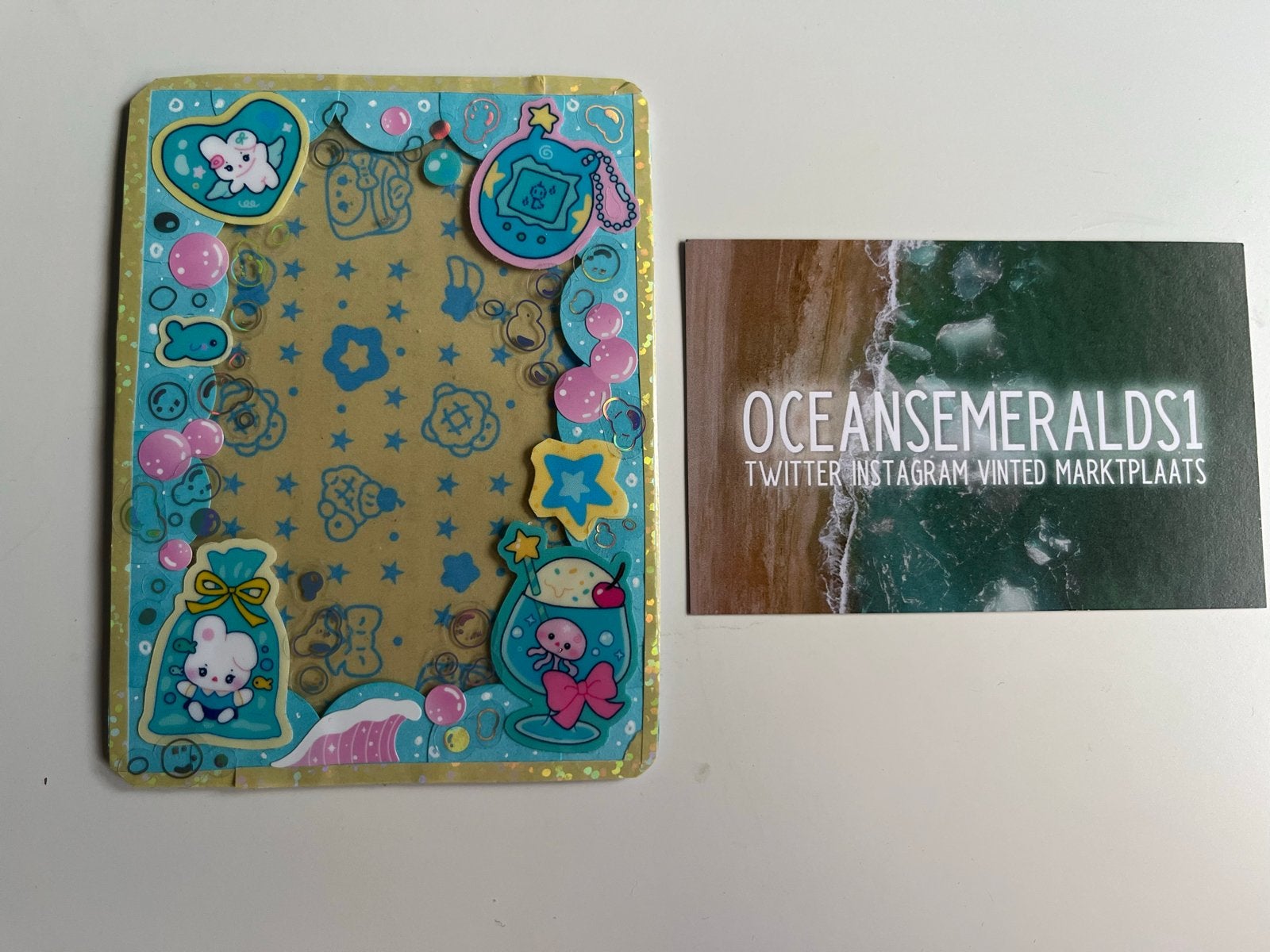 Leuke kawaii fotokaarthouder met zeethema photcardholder, Verzenden, Gebruikt, Foto of Kaart