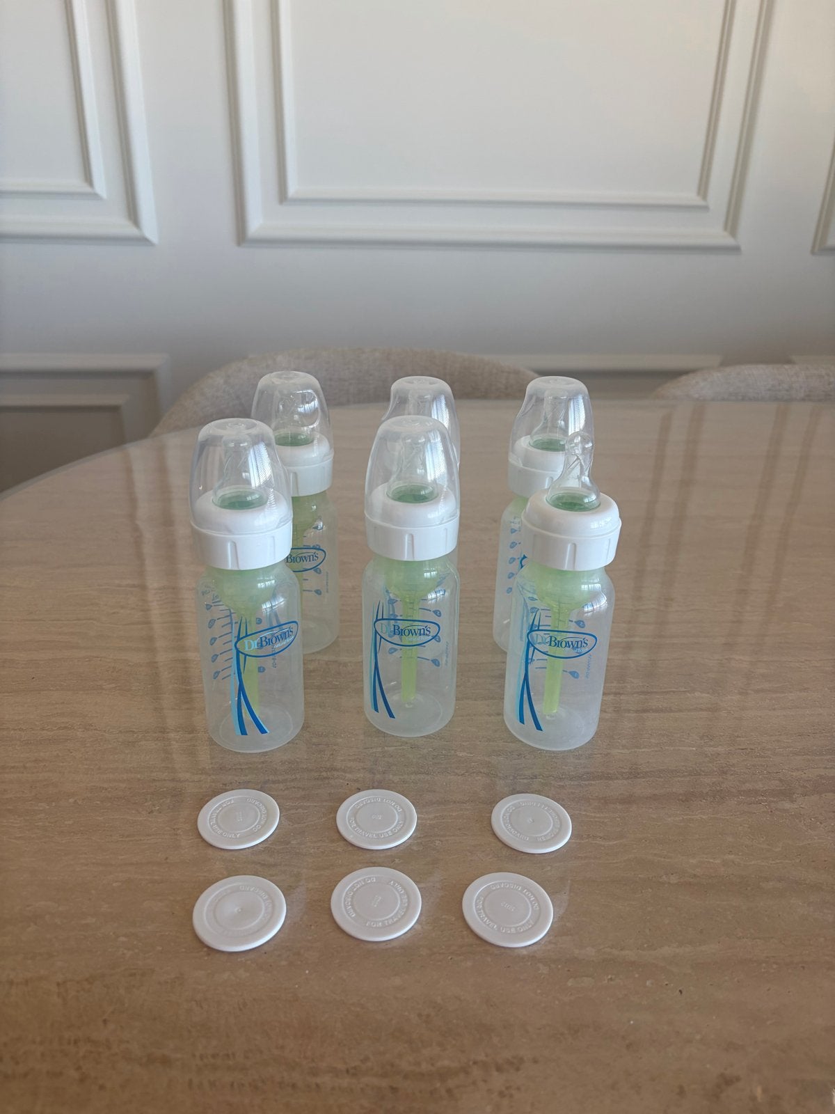 6 Dr. Brown's babyflesjes 120 ml, Kinderen en Baby's, Gebruikt, Dr. Brown's, Ophalen of Verzenden, Inclusief flessen