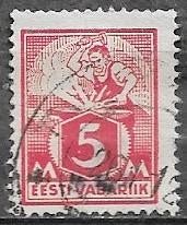 ESTLAND 5 M zegel Smid bij aambeeld 1922, Verzenden, Overige landen, Gestempeld
