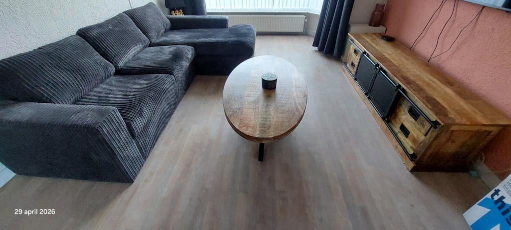 Complete Woonkamerset: Mango Hout & Zwart IJzer, Huis en Inrichting, Tafels | Salontafels, Overige houtsoorten, 200 cm of meer