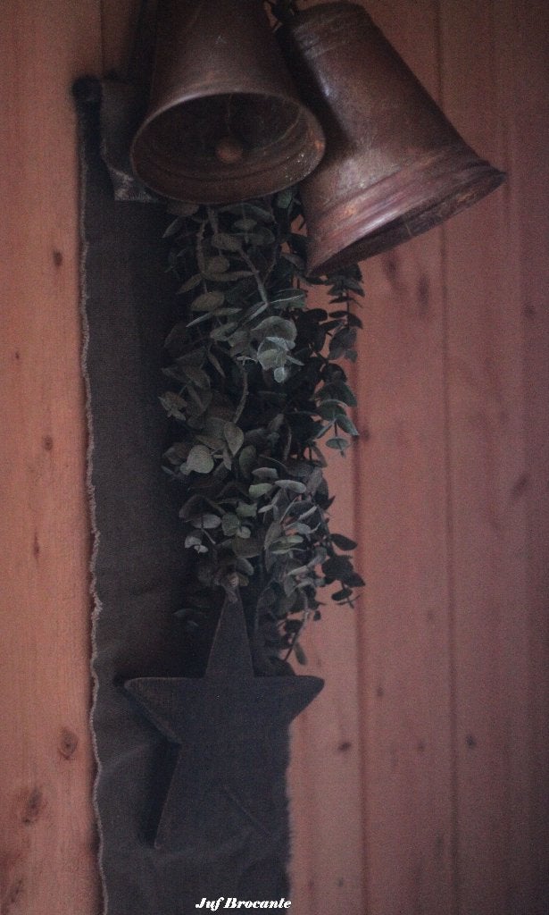 Antraciet doek met houten ster, Www.jufbrocante.nl, Www.jufbrocante.nl, Nieuw, Ophalen of Verzenden